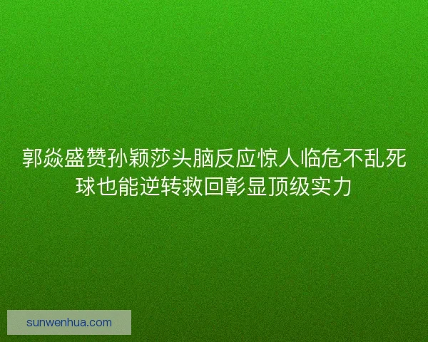 郭焱盛赞孙颖莎头脑反应惊人临危不乱死球也能逆转救回彰显顶级实力