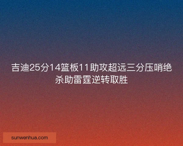 吉迪25分14篮板11助攻超远三分压哨绝杀助雷霆逆转取胜
