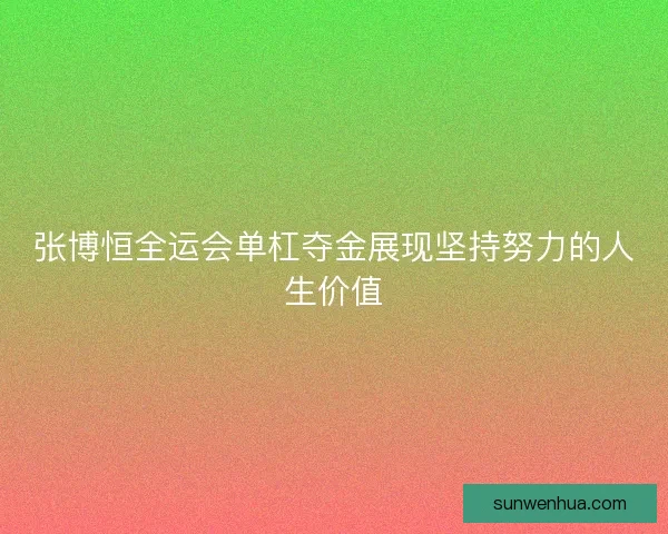 张博恒全运会单杠夺金展现坚持努力的人生价值