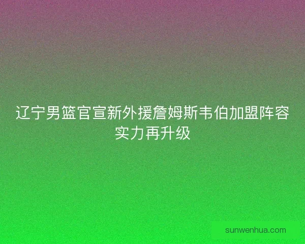 辽宁男篮官宣新外援詹姆斯韦伯加盟阵容实力再升级