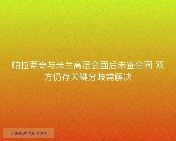 帕拉蒂奇与米兰高层会面后未签合同 双方仍存关键分歧需解决 帕拉蒂奇与米兰高层会面后未签合同 双方仍存关键分歧需解决